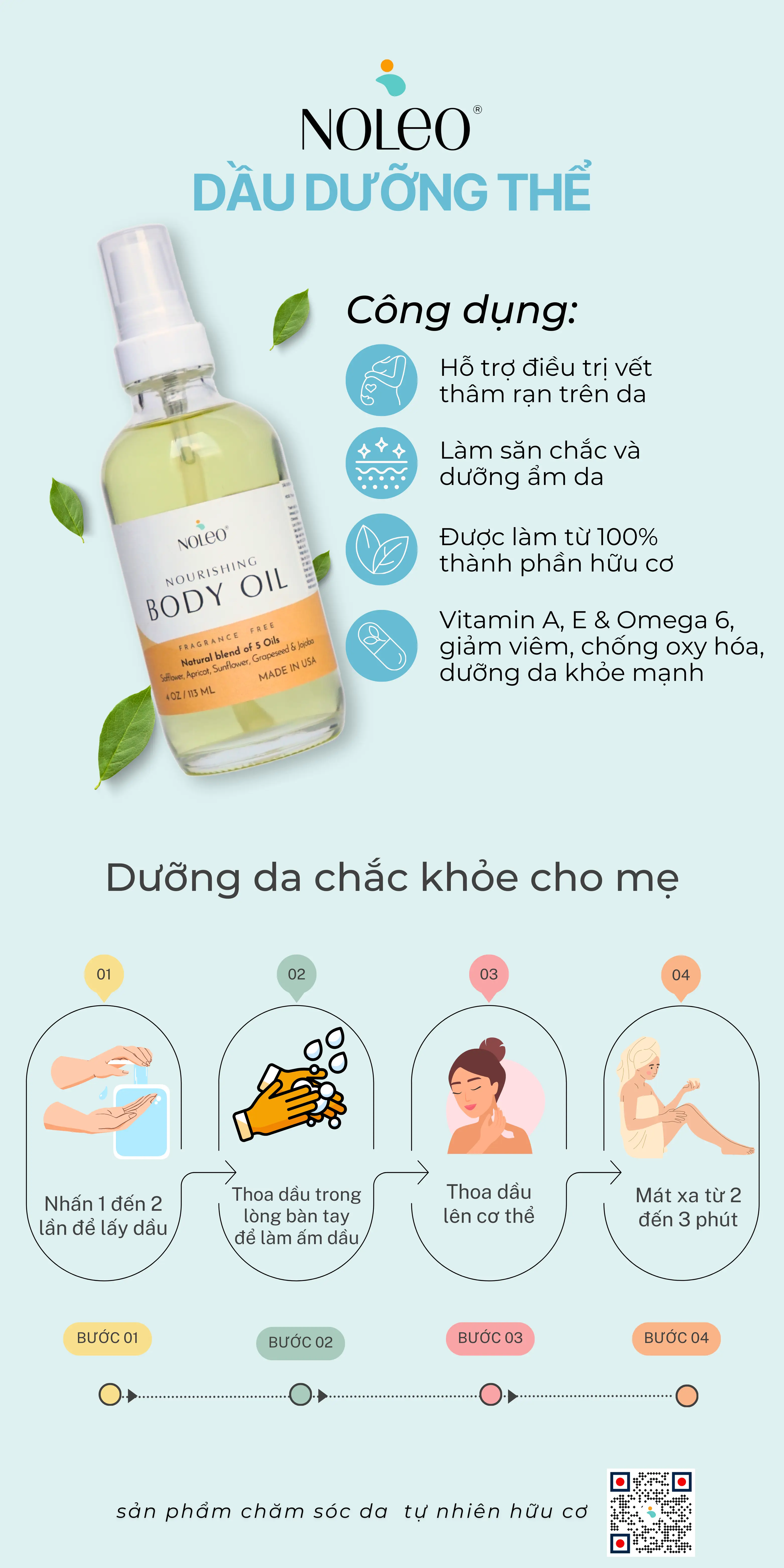 Hiệu quả của NOLEO Body Oil trên da