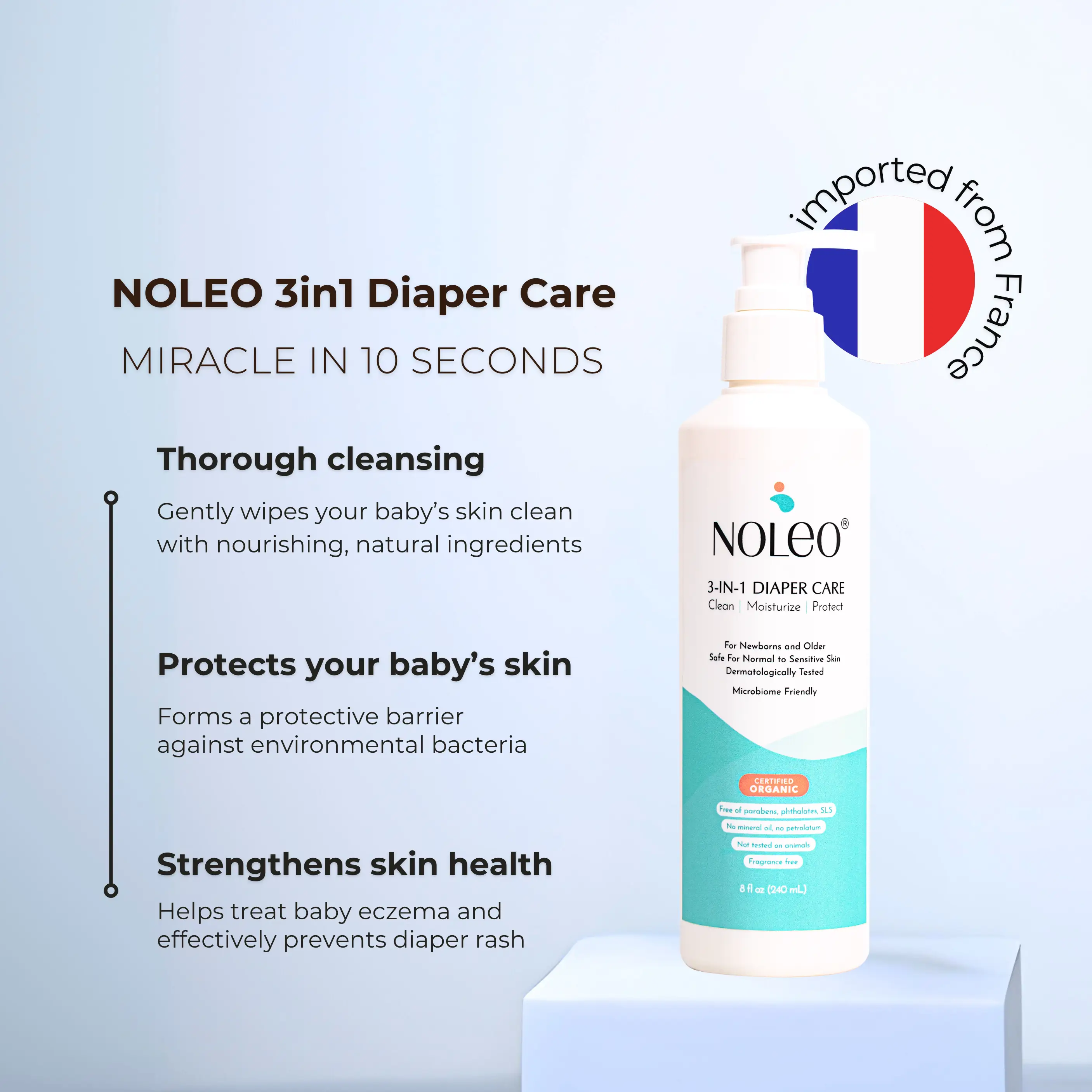NOLEO 3-in-1 quick and effective diaper change